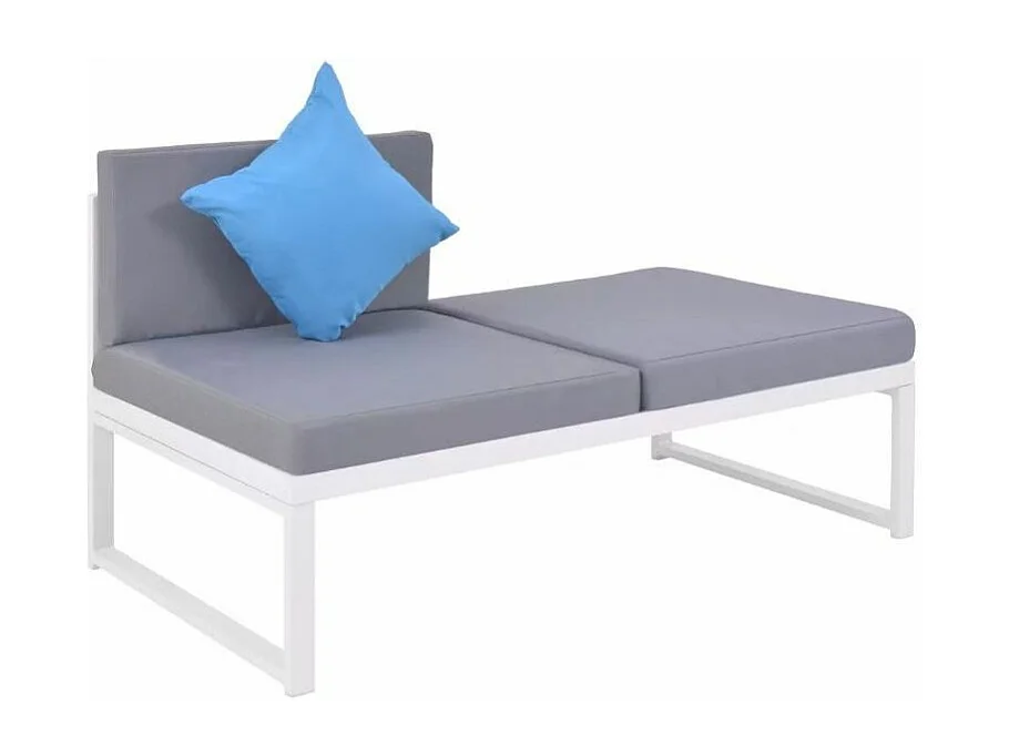 Salon de jardin 4 pièces métal blanc coussins gris Casey