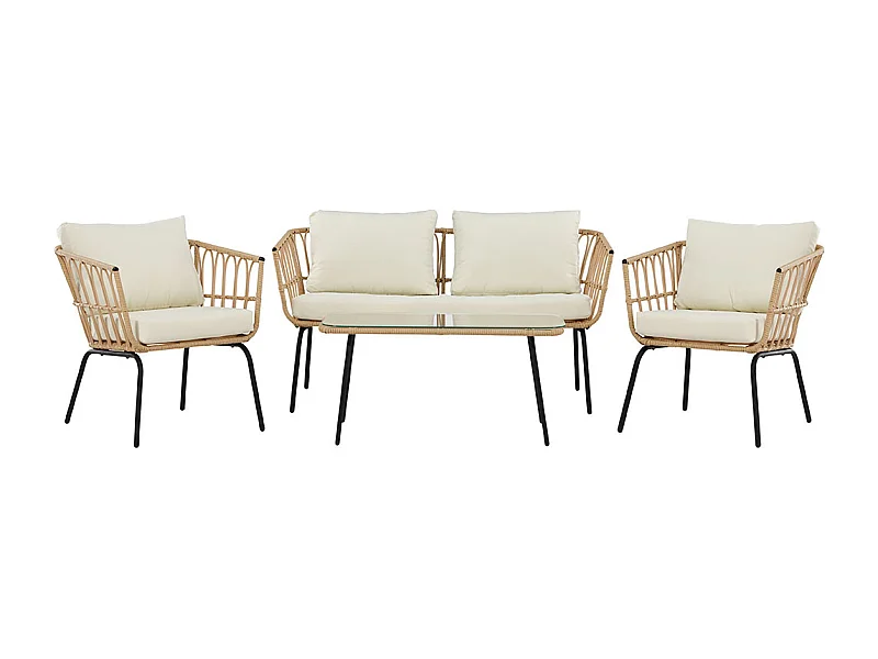 Ortigia Loungeset 1 Sofa, 2 Stühle, 1 Couchtisch natur.