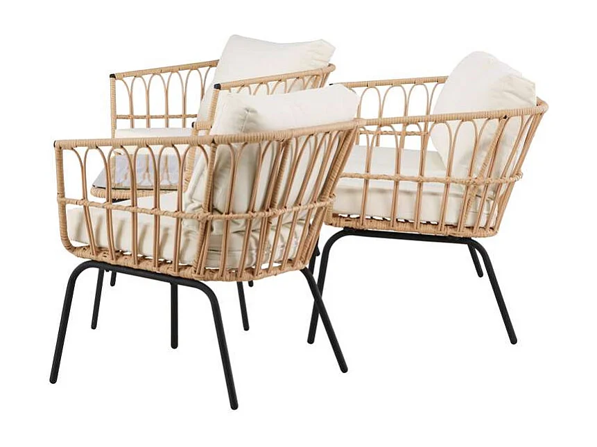 Salon de Jardin 4 Places en Rotin "Ortigia" 142cm Naturel