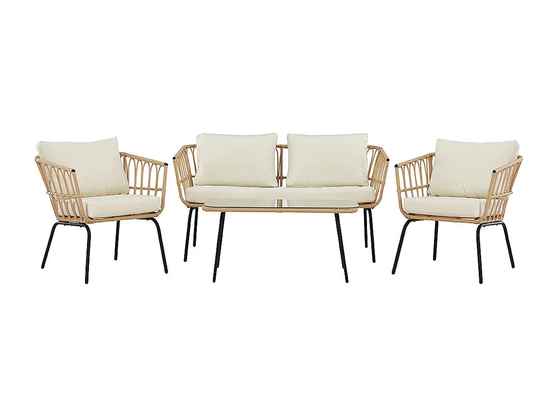 Ortigia Loungeset 1 Sofa, 2 Stühle, 1 Couchtisch natur.