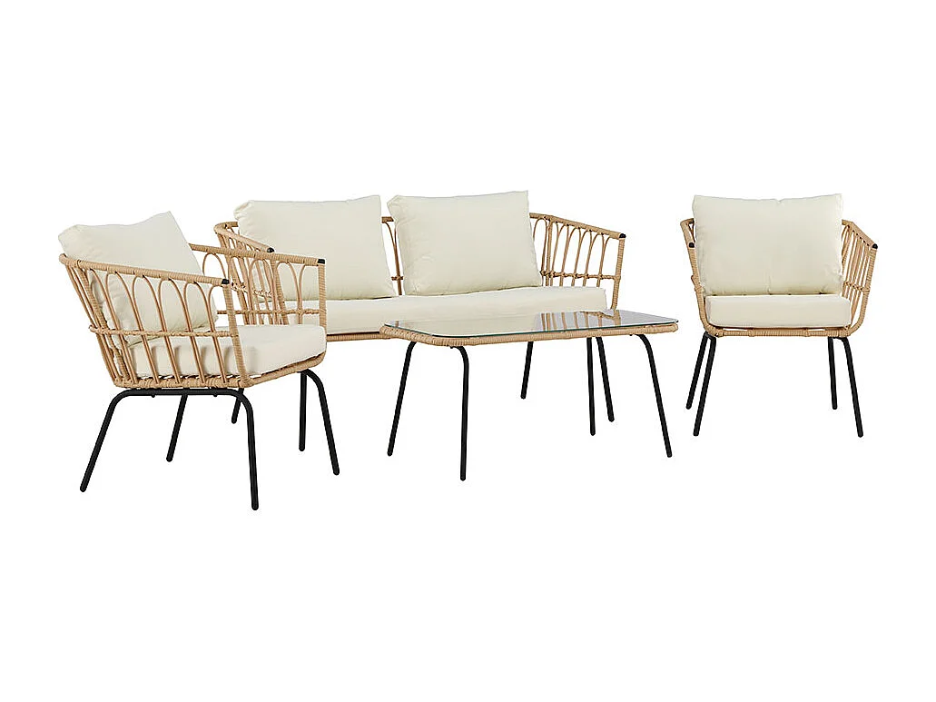 Ortigia Loungeset 1 Sofa, 2 Stühle, 1 Couchtisch natur.