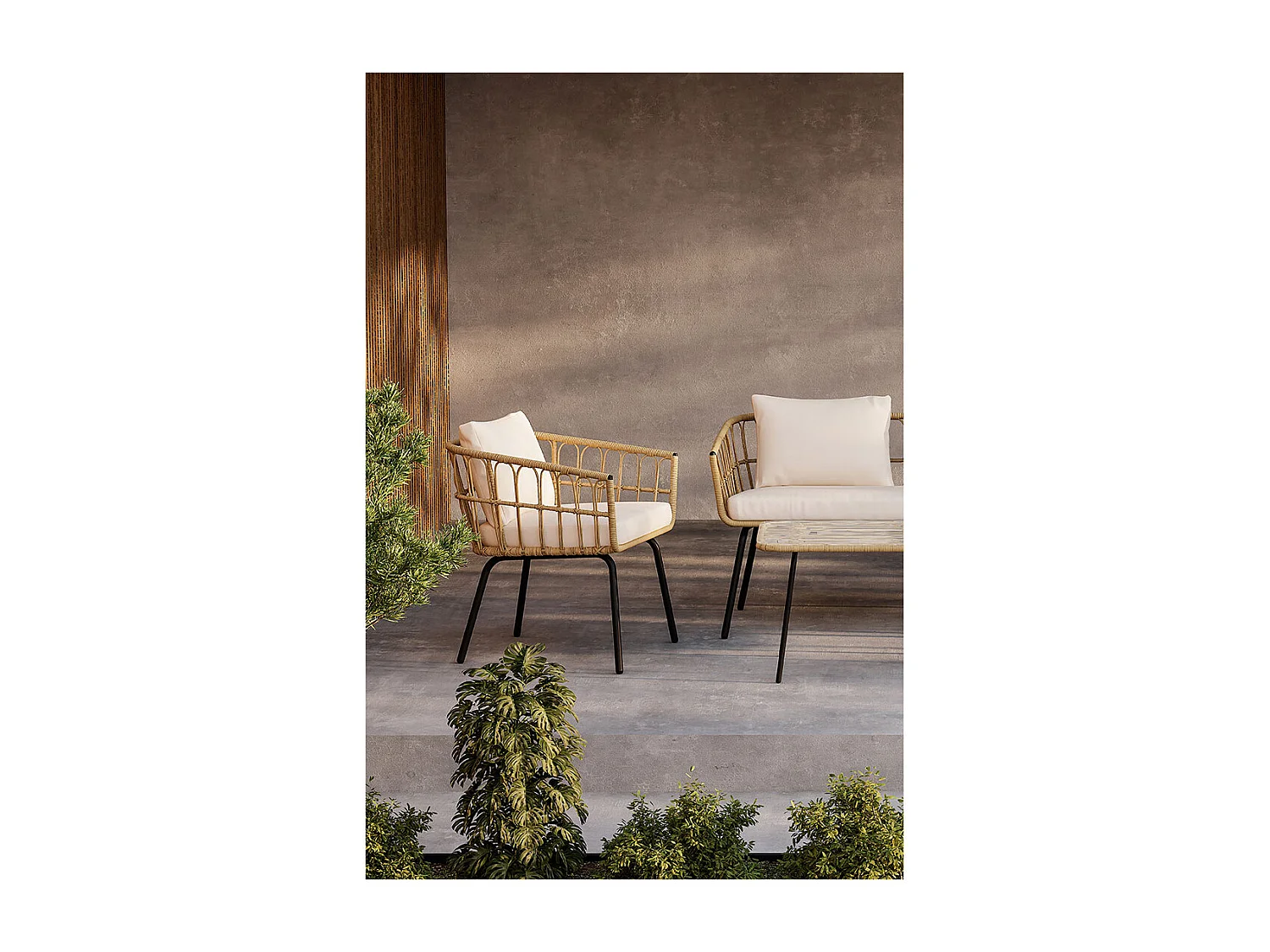 Ortigia Loungeset 1 Sofa, 2 Stühle, 1 Couchtisch natur.