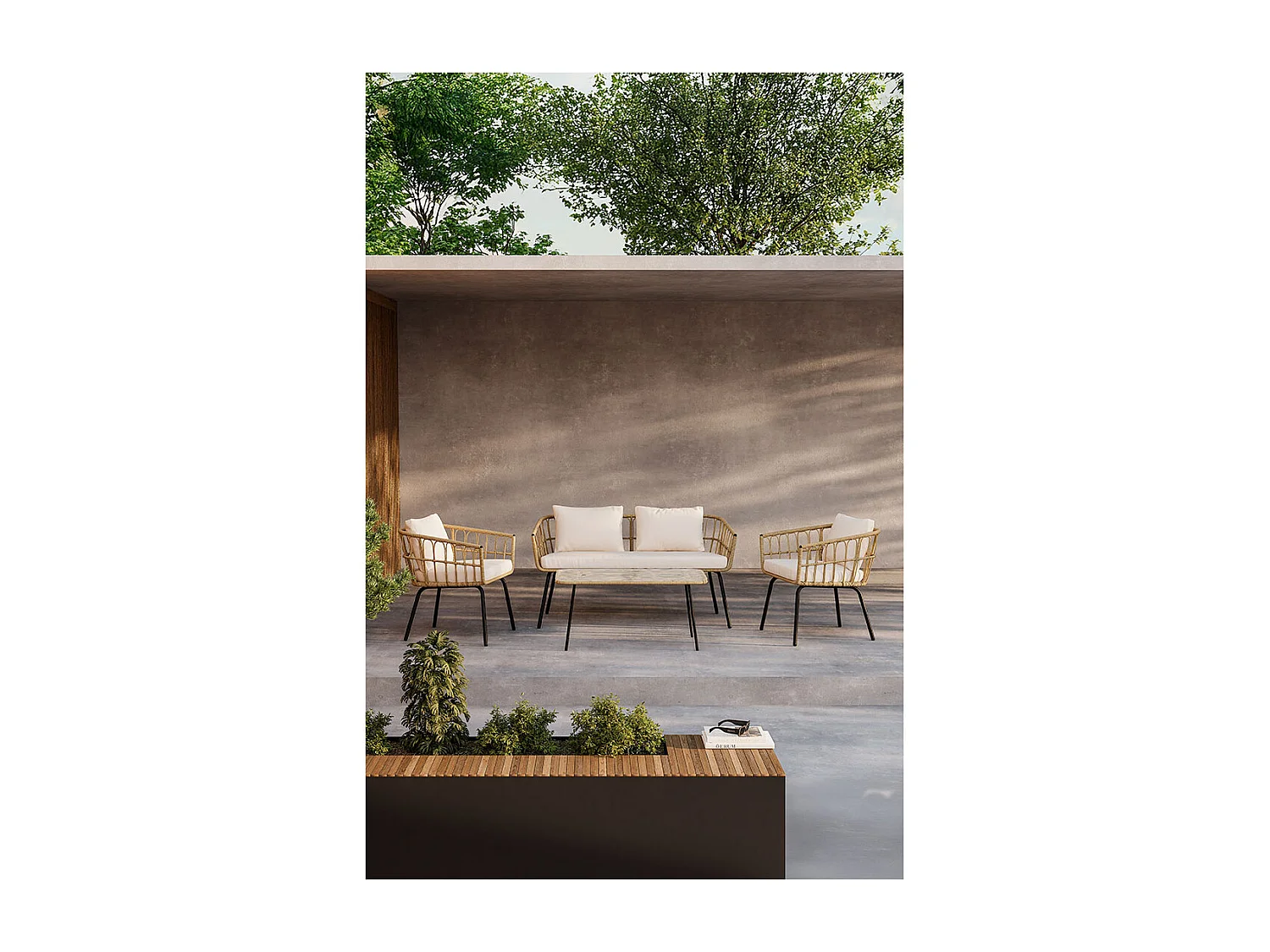 Ortigia Loungeset 1 Sofa, 2 Stühle, 1 Couchtisch natur.