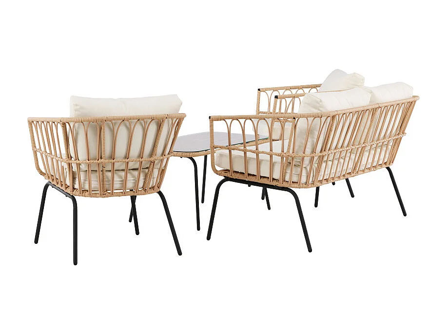 Salon de Jardin 4 Places en Rotin "Ortigia" 142cm Naturel