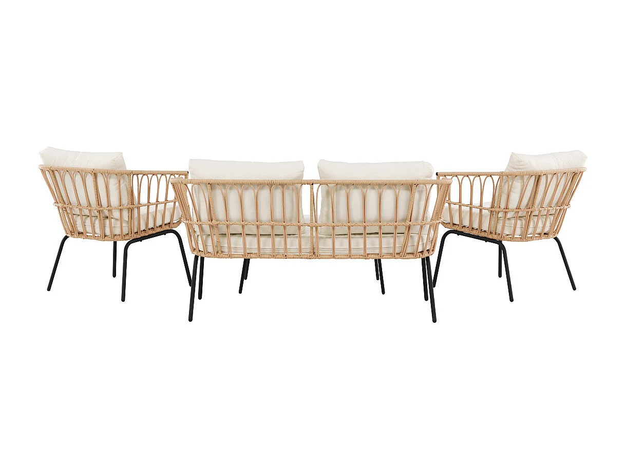 Salon de Jardin 4 Places en Rotin "Ortigia" 142cm Naturel