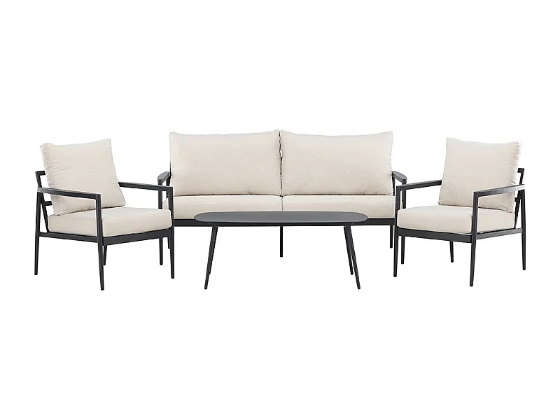 Salon de Jardin 4 Places "Taromina" 176cm Noir