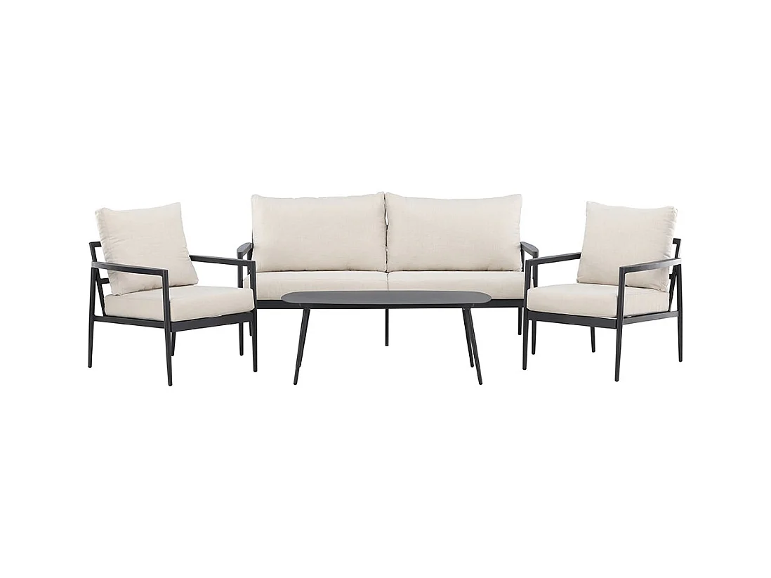 Salon de Jardin 4 Places "Taromina" 176cm Noir