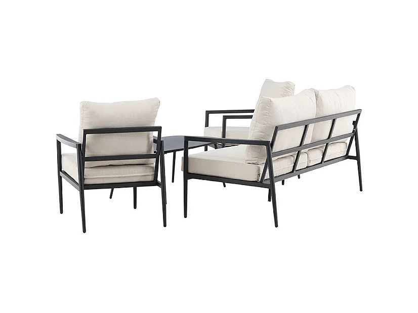 Salon de Jardin 4 Places "Taromina" 176cm Noir