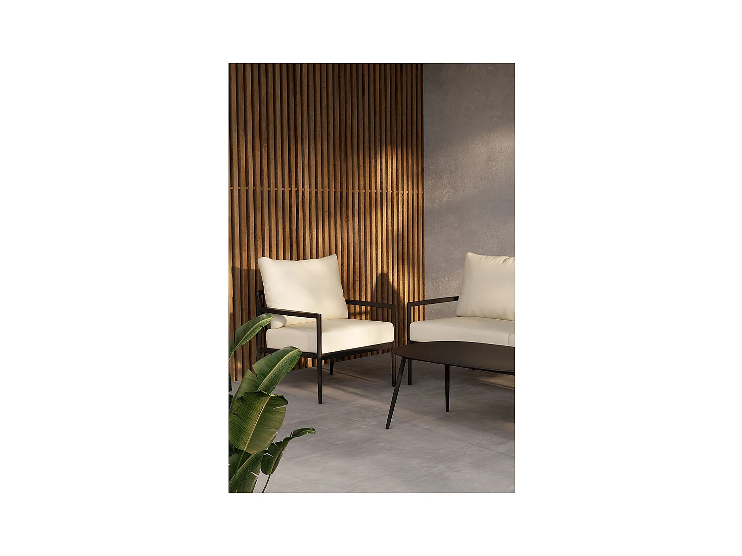 Salon de Jardin 4 Places "Taromina" 176cm Noir