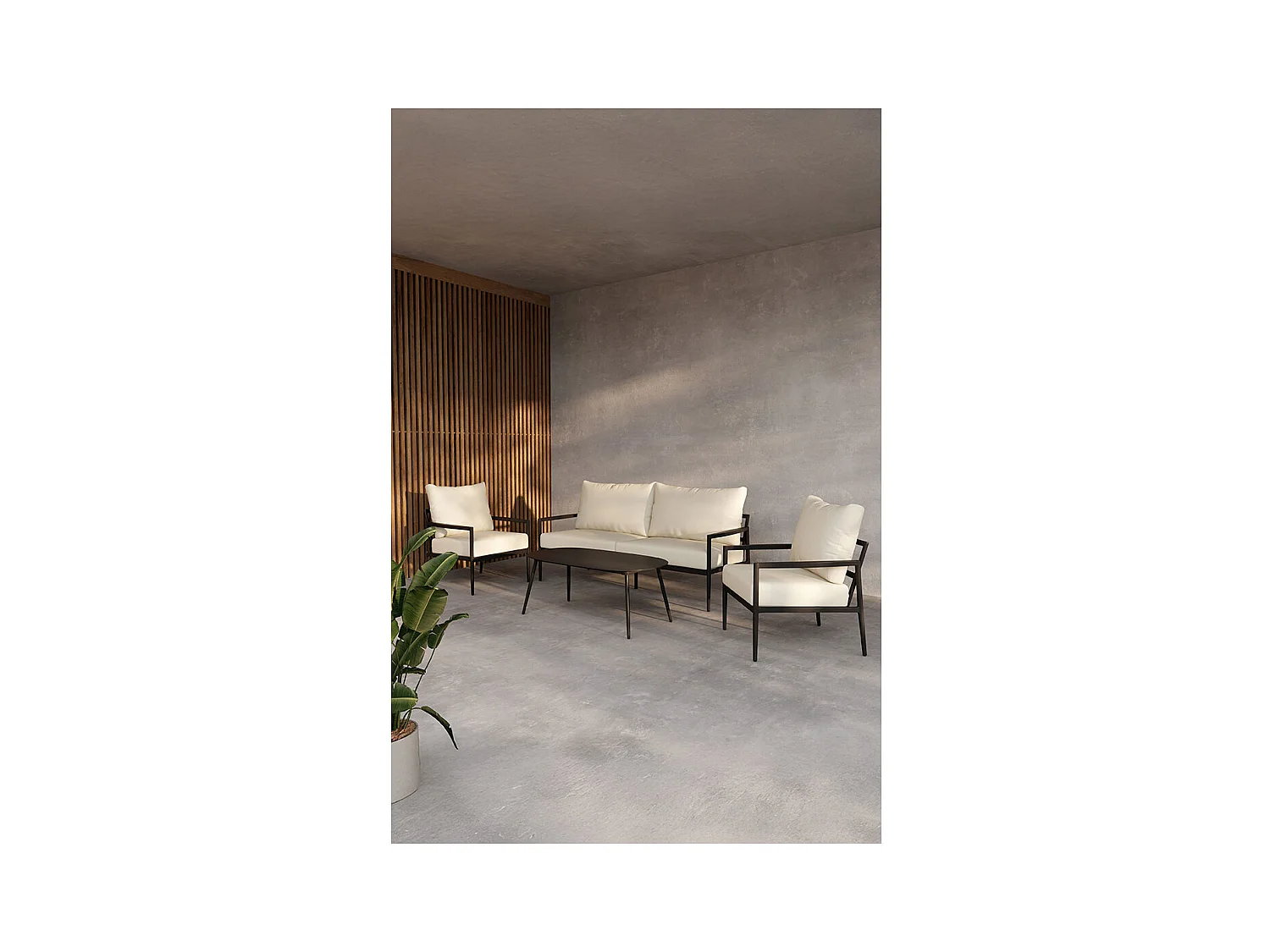 Salon de Jardin 4 Places "Taromina" 176cm Noir