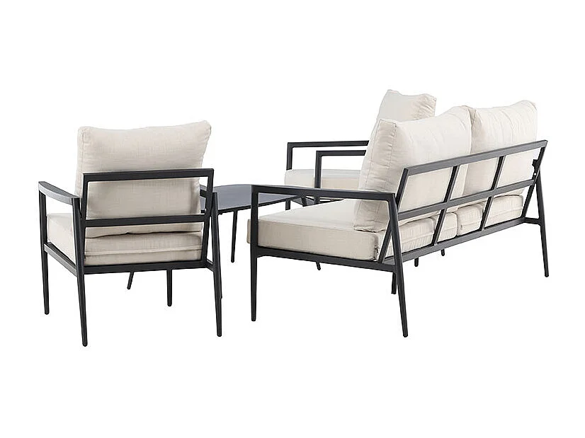 Taromina Loungeset 1 Sofa, 2 Stühle, 1 Couchtisch schwarz.