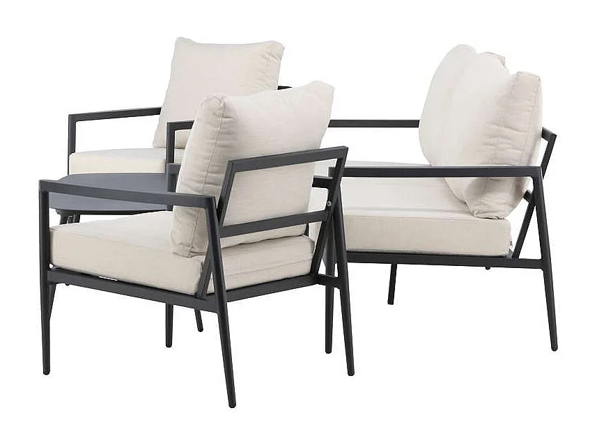 Taromina Loungeset 1 Sofa, 2 Stühle, 1 Couchtisch schwarz.