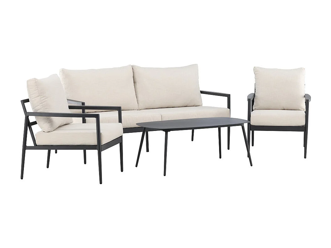 Taromina Loungeset 1 Sofa, 2 Stühle, 1 Couchtisch schwarz.