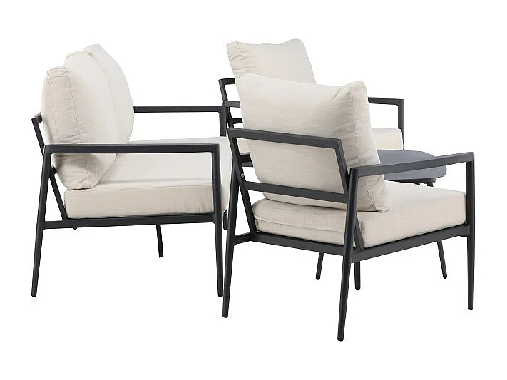 Taromina Loungeset 1 Sofa, 2 Stühle, 1 Couchtisch schwarz.