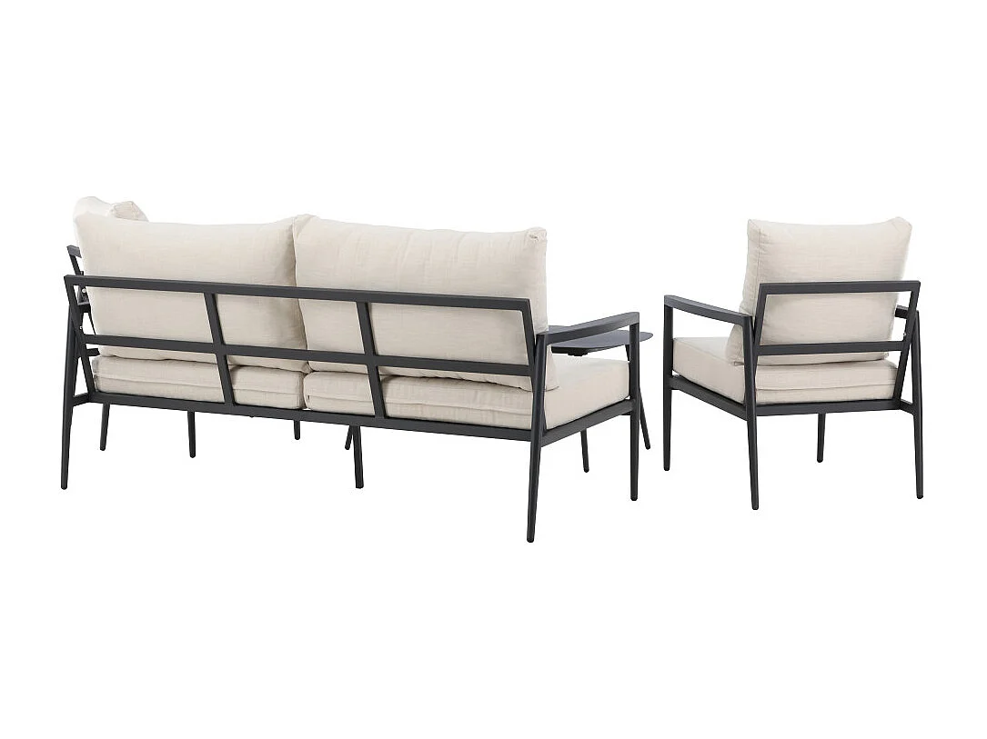 Taromina Loungeset 1 Sofa, 2 Stühle, 1 Couchtisch schwarz.