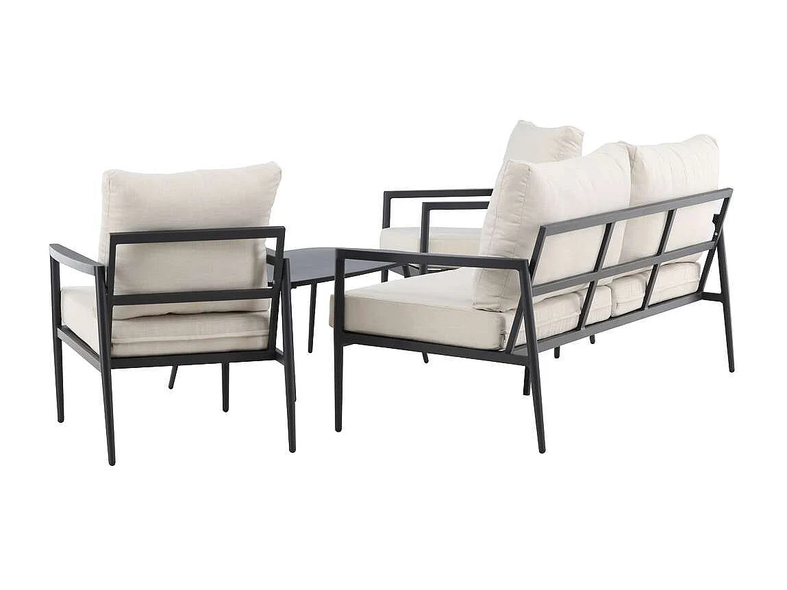 Taromina Loungeset 1 Sofa, 2 Stühle, 1 Couchtisch schwarz.