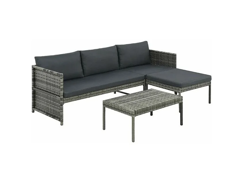 Salon de jardin 1 canapé résine tressée gris Magl