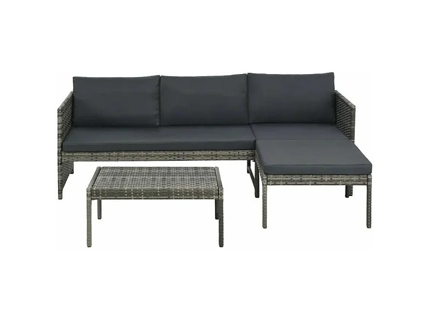Salon de jardin 1 canapé résine tressée gris Magl