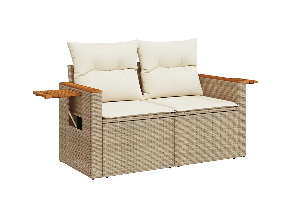 Salon de jardin avec coussins 5 pcs beige résine tressée