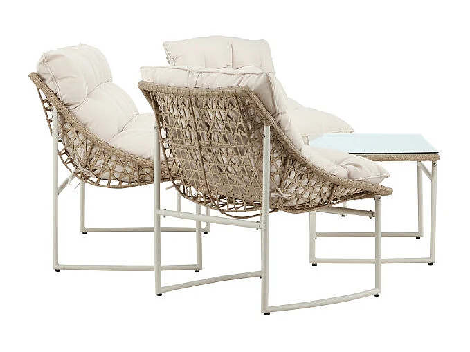 Tina Loungeset 1 Couchtisch, 1 Sofa, 2 Stühle beige.