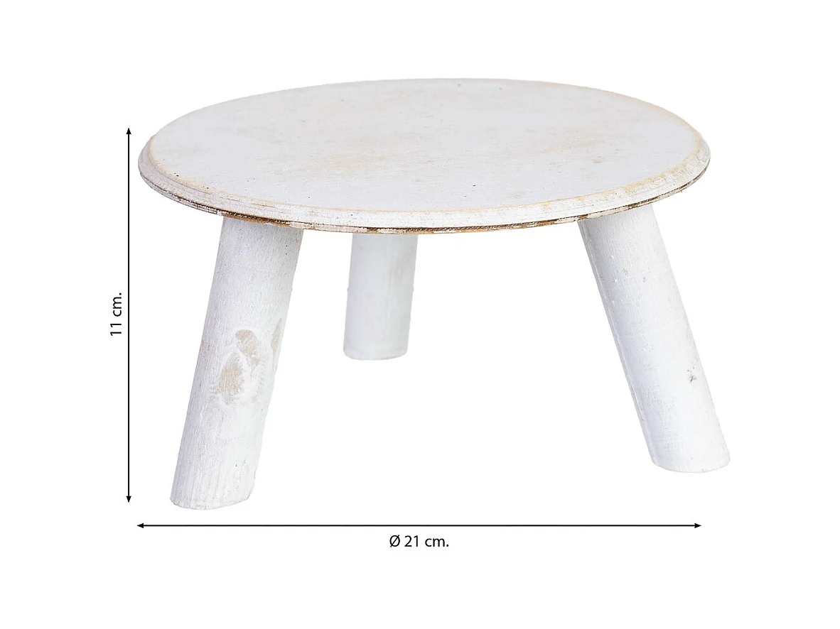 Support pour pot de fleurs en bois blanc 21x21x11h cm