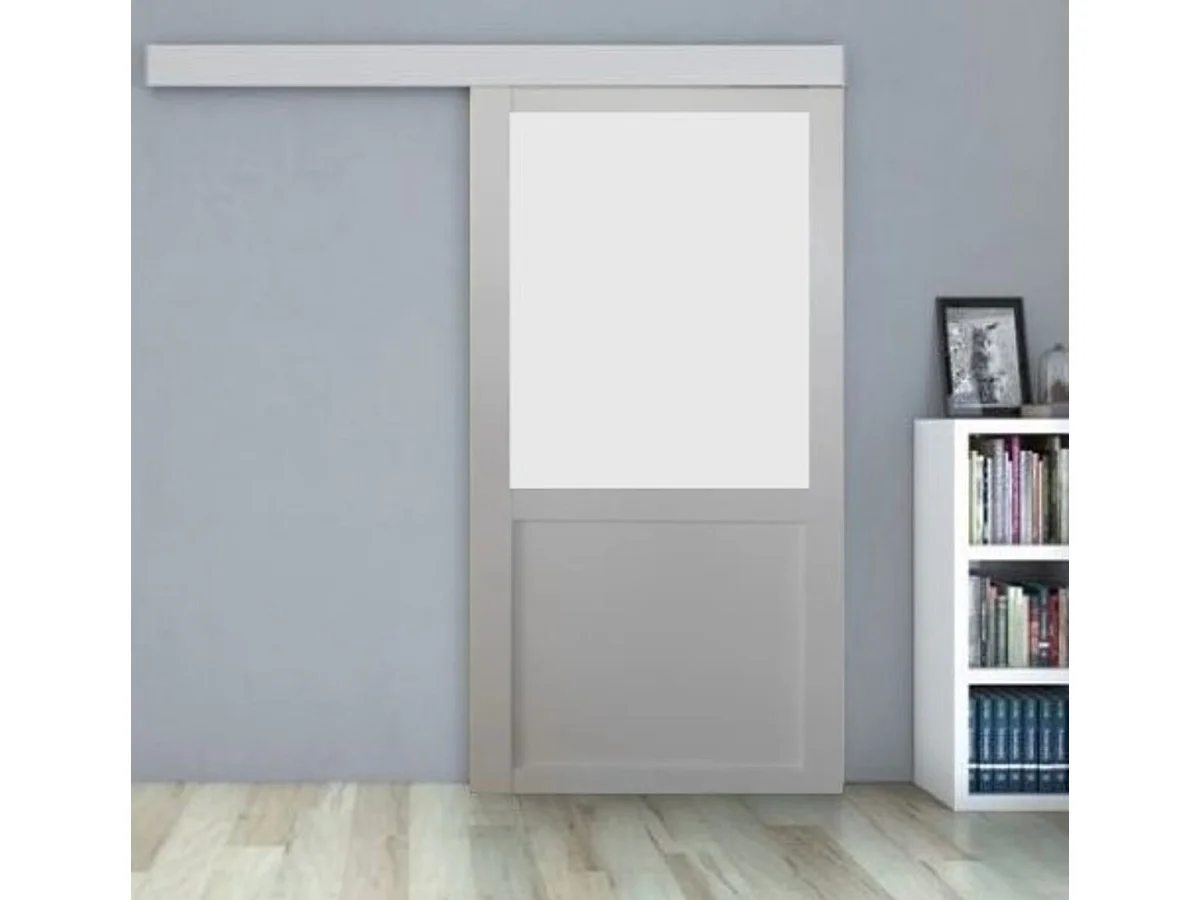 Puerta corredera Athena blanca Al 204 x L83 + riel de aluminio blanco