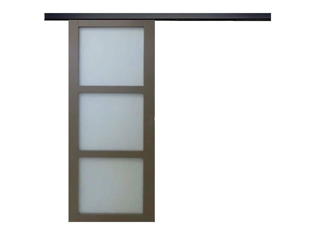 Porta Scorrevole in Vetro Marrone Ral7006 H204 x L83 + Binario in Alluminio Listello Nero