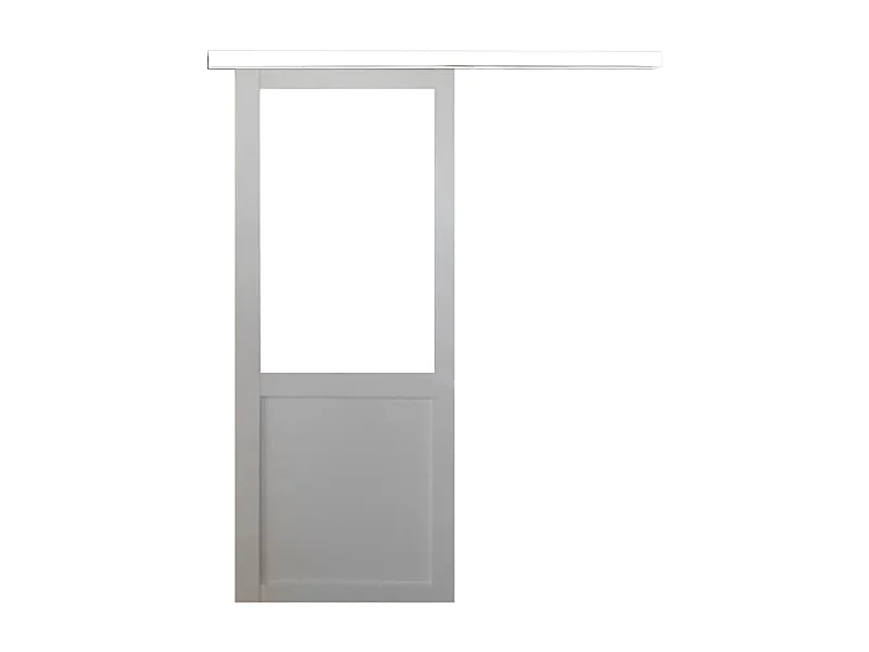 Puerta corredera de taller blanca Al.204 x L93 sin parteluz + Riel de aluminio blanco