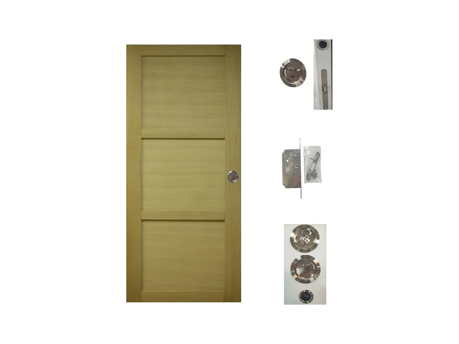 Porte Coulissante Bois Ayous 3 Panneaux H204 X L83 + Serrure A  Condamnation Gd Menuiseries