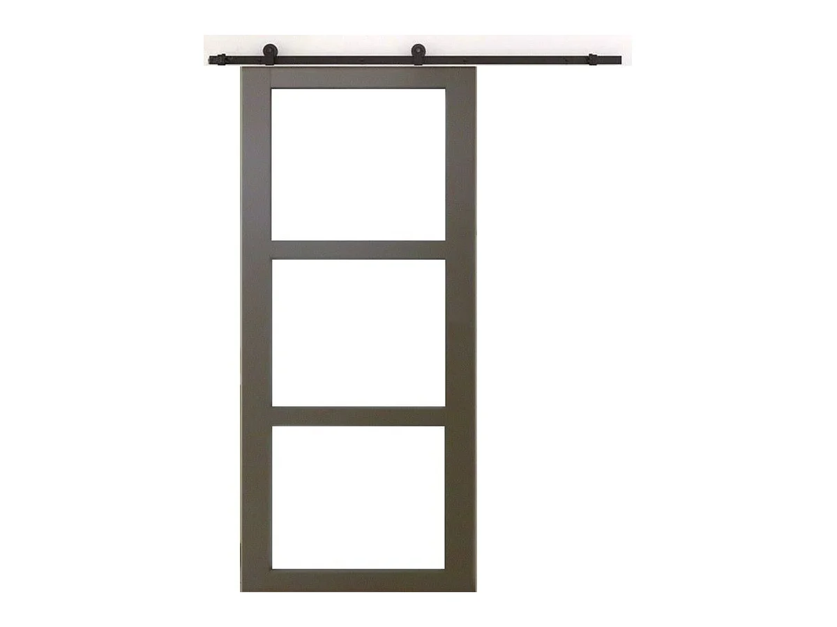 Porte Coulissante Marron Ral7006 Vitrage Transparent H204 X L73 + Rail A Roulette Gd Menuiseries