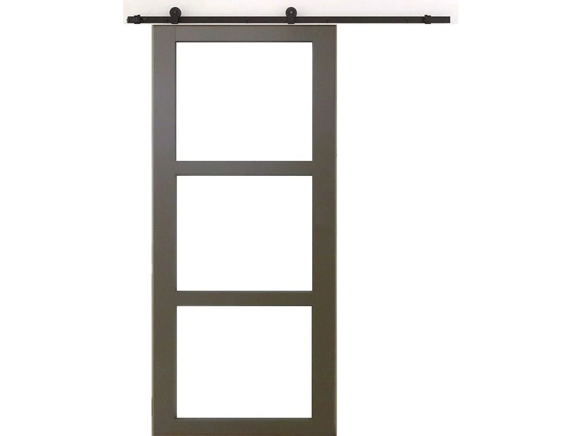 Porte Coulissante Marron Ral7006 Vitrage Transparent H204 X L73 + Rail A Roulette Gd Menuiseries