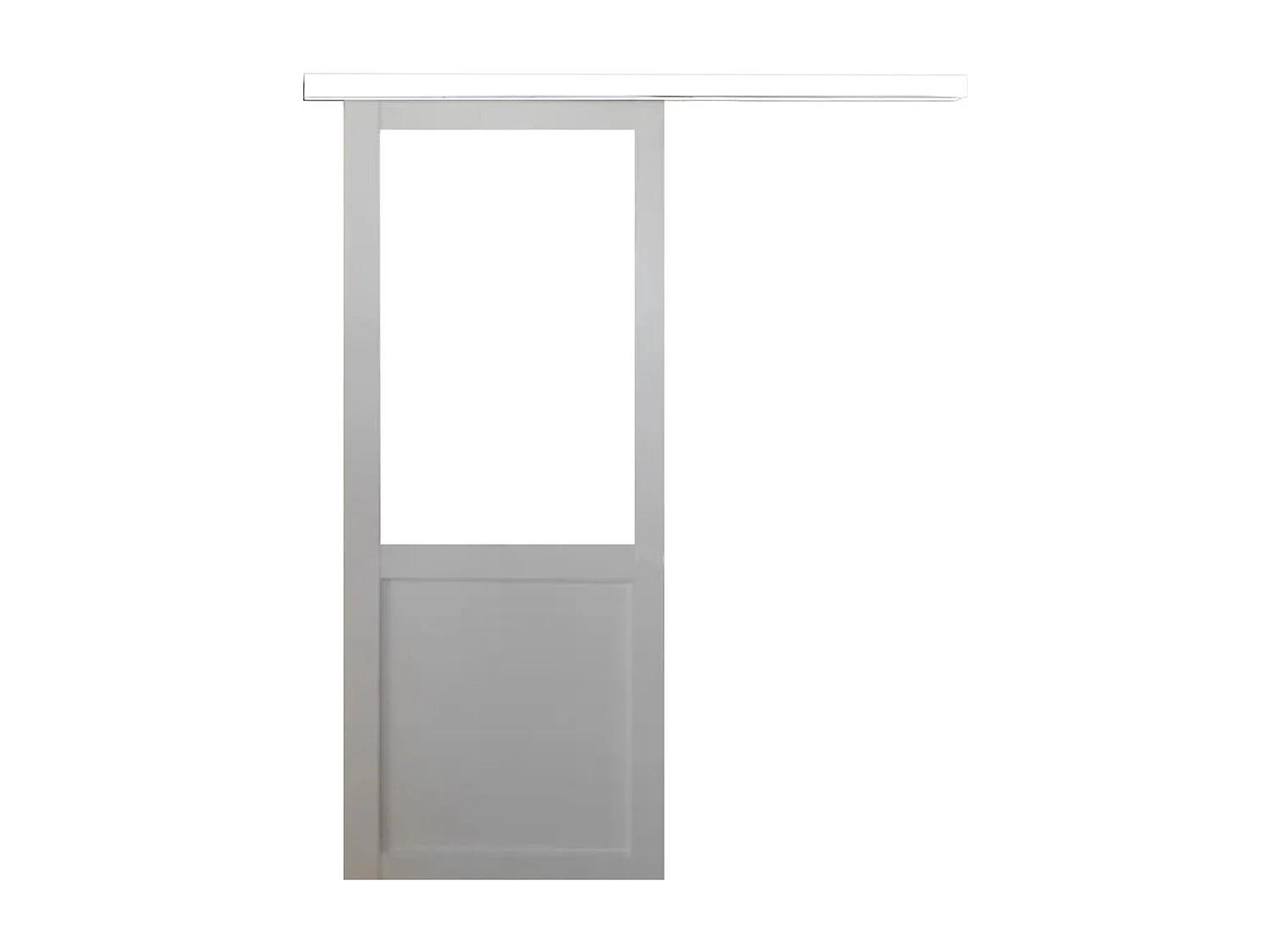 Porta scorrevole da officina bianca H204 x L83 cm senza traverso, binario in alluminio con fascia bianca GD MENUISERIES
