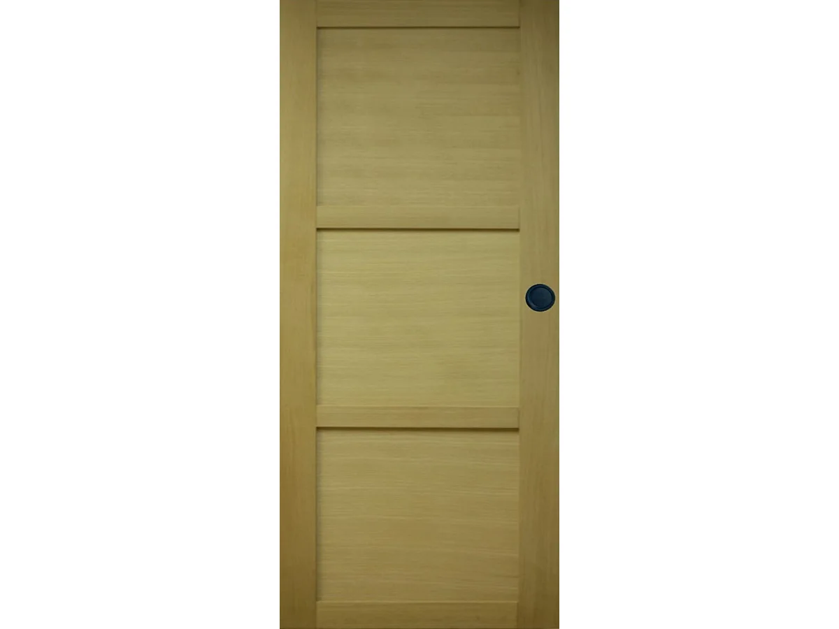 Porta Scorrevole Ayous in Legno 3 Ante H204 x L93 + Binario Alluminio Listello Nero e 2 Gusci Neri senza maniglia