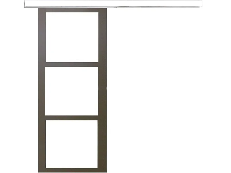 Porta Scorrevole Marrone Ral7006 Vetro Trasparente H204 x L83 + listello bianco