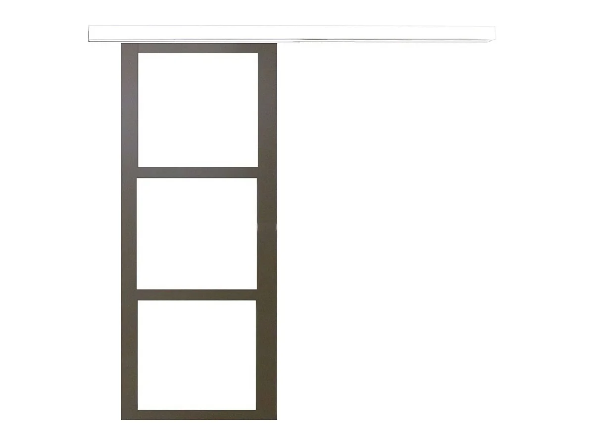Porta Scorrevole Marrone Ral7006 Vetro Trasparente H204 x L83 + listello bianco