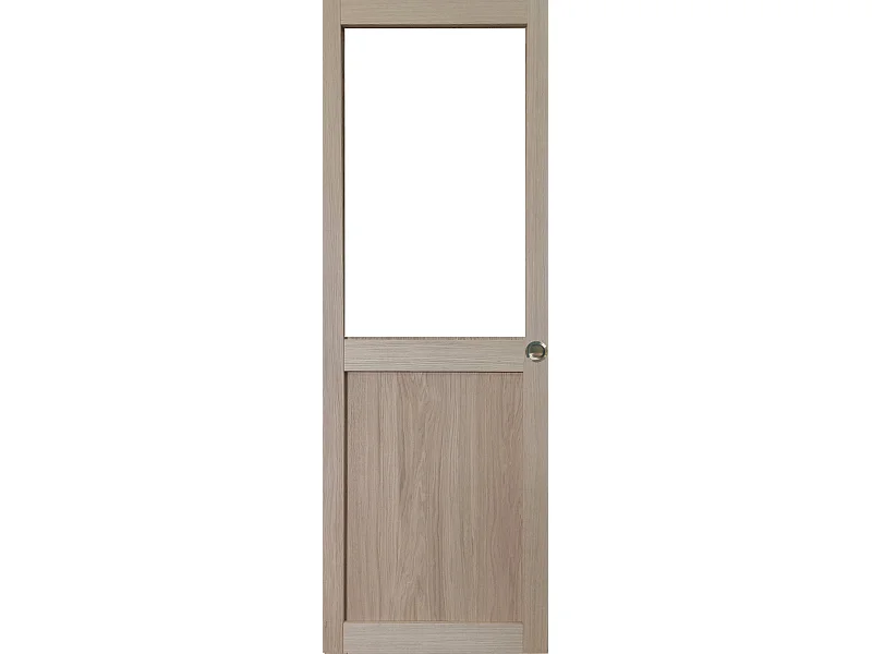 Porte Coulissante Atelier Placage Chene Vitree H204 X L83 Et Coquilles Gd Menuiseries