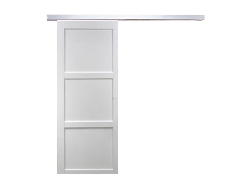 Porte Coulissante Korya Blanc 3 Panneaux H204 X L93 + Rail Alu Gd Menuiseries