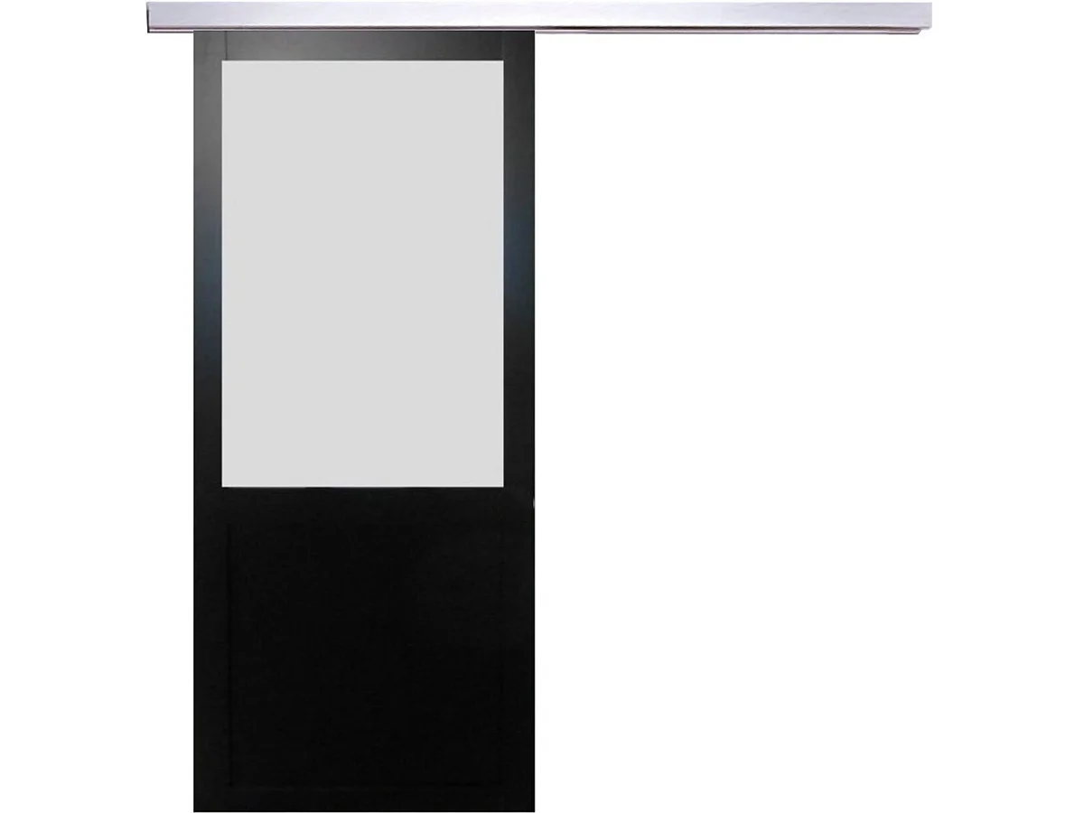 Porta scorrevole Athena nera con vetro H204 x L73 cm, binario in alluminio Gd Menuserie