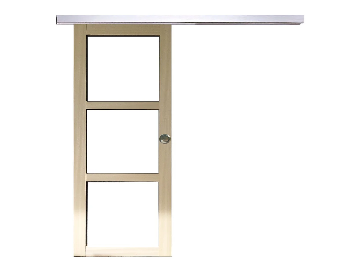 Ayous houten schuifdeur Transparante beglazing H204 x L73 + Aluminium rail en 2 schalen