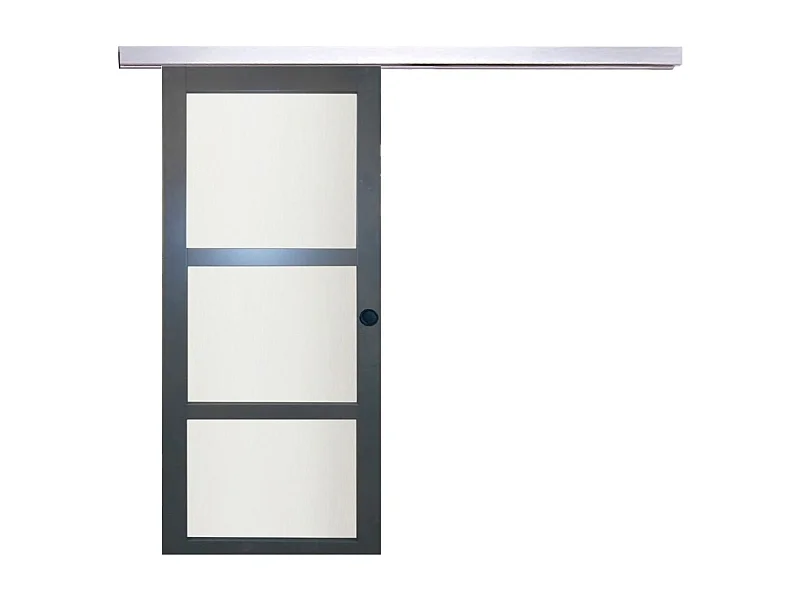 Porte Coulissante Blakeria Ral7016 Vitree H204 X L93 + Rail Alu Et Coquilles Noir Gd Menuiseries