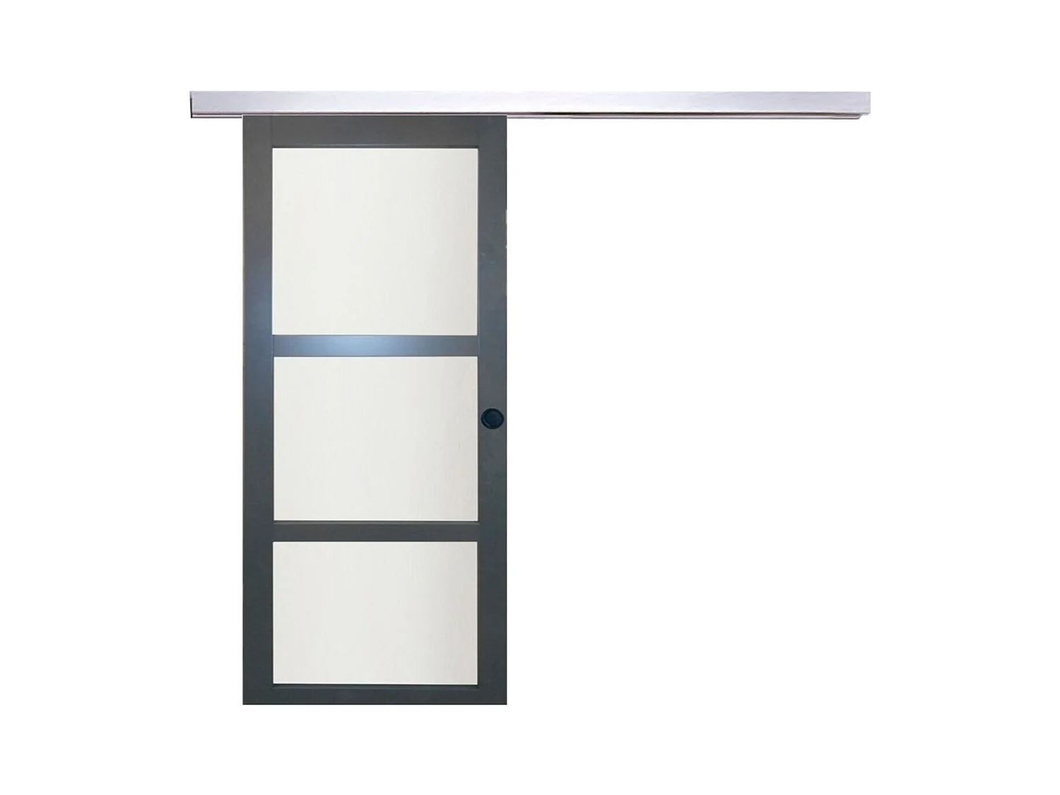 Porte Coulissante Blakeria Ral7016 Vitree H204 X L93 + Rail Alu Et Coquilles Noir Gd Menuiseries