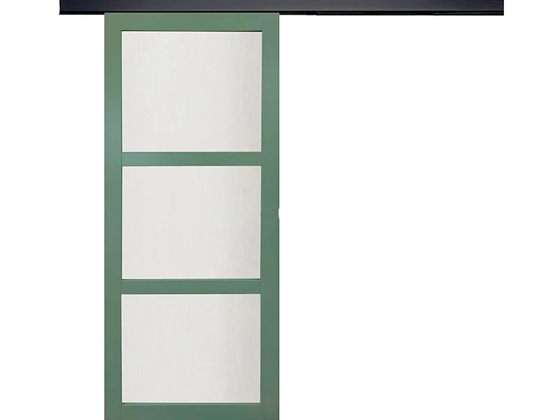 Puerta corredera de cristal verde Al 204 x L 73 + riel negro sin manilla