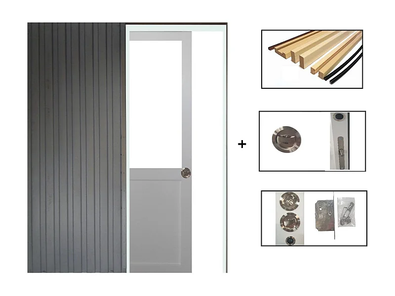 Porte Coulissante Atelier Blanc H204 X L93 Sans Meneau + Systeme Galandage Et Kit De Finition Inclus Gd Menuiseries