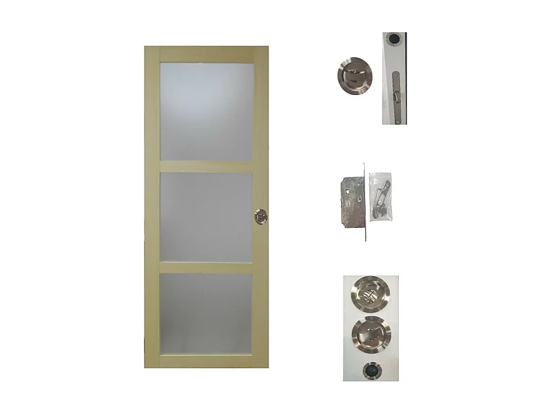 Porte Coulissante Bois Ayous Vitree H204 X L83 + Serrure A  Condamnation Gd Menuiseries