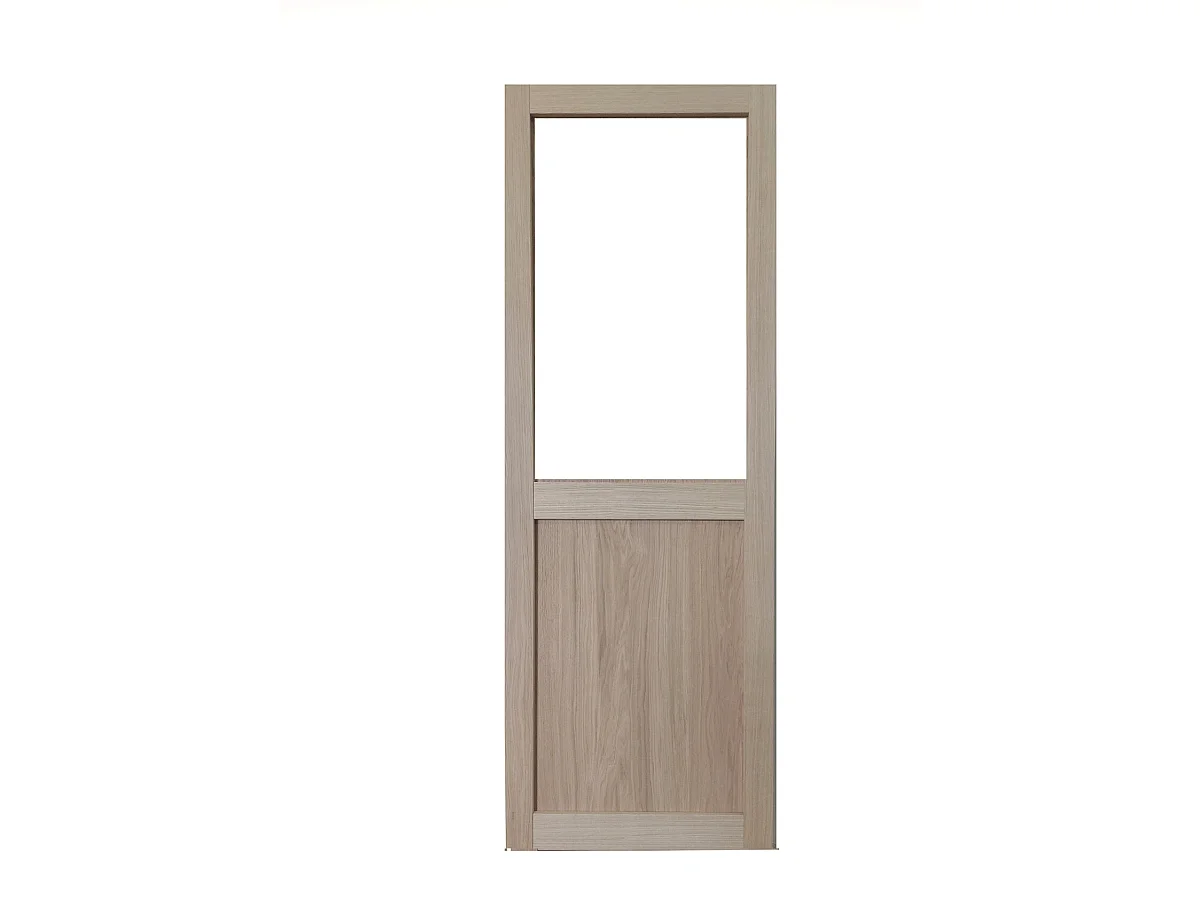 Porte Coulissante Atelier Placage Chene Vitrée H204 X L73 Cm Gd Menuiseries