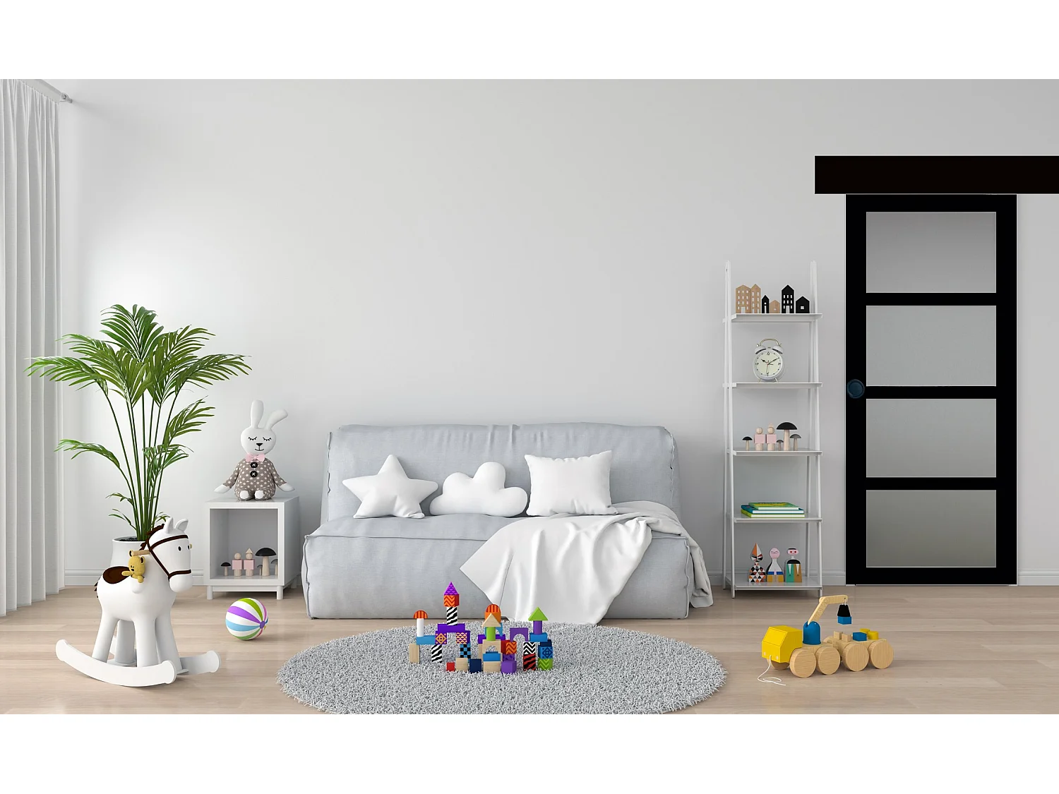 Puerta corredera de cristal negra Telia Al 204 x L83 + riel de aluminio negro y 2 carcasas negras