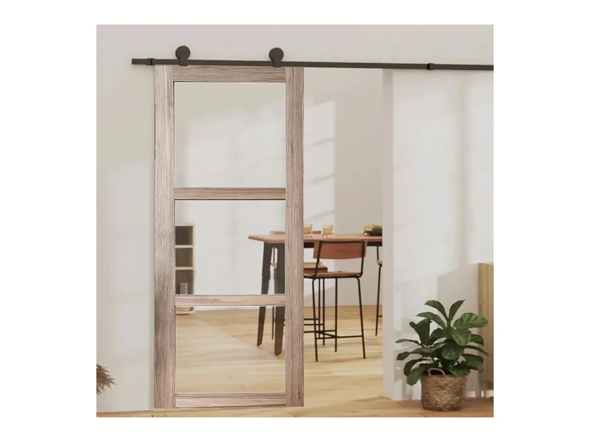 Frake Schuifdeur Transparante beglazing H204 x L73 + rollenbaan + 2 schelpen