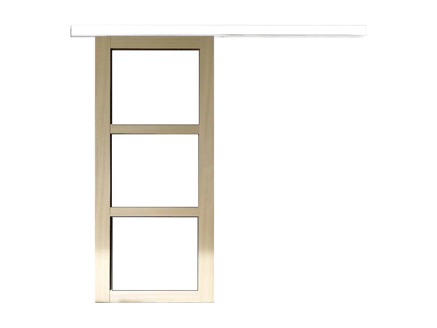 Porte Coulissante Bois Ayous Vitrage Transparent H204 X L83 + Rail Alu Bandeau Blanc Gd Menuiseries