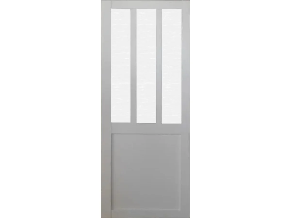 Puerta corredera Atelier vidrio esmerilado blanco H204 x L73 + Riel de aluminio negro y 2 carcasas