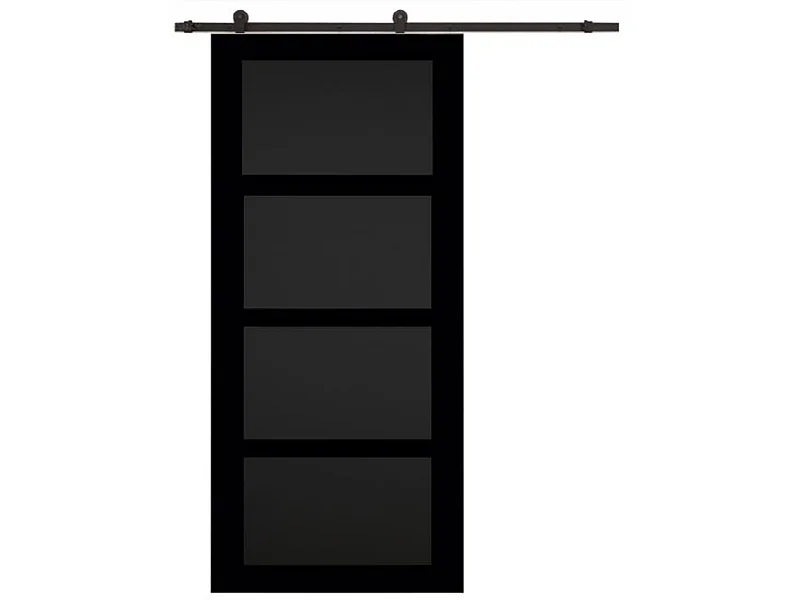 Schuifdeur Telia zwart 4 panelen H204 x L73 + Spoor met wielen